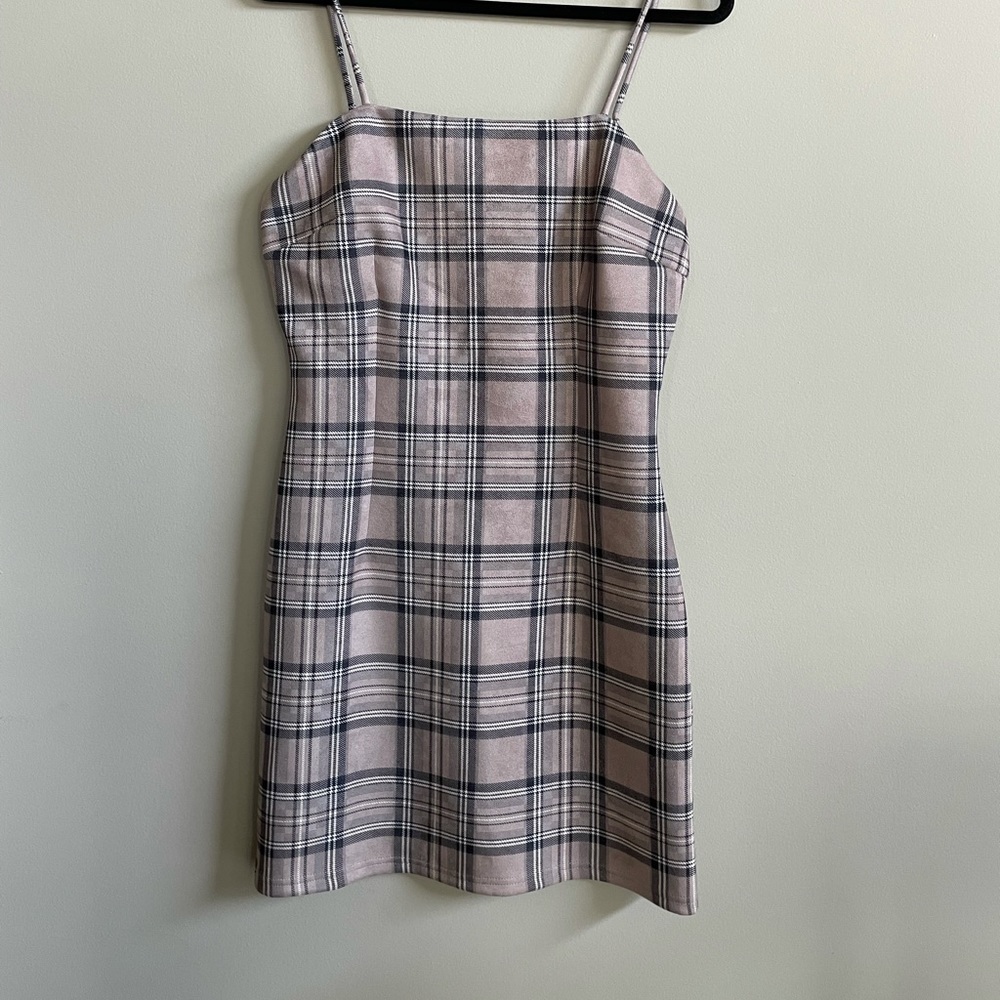 Success And The City Plaid Mini Dress - Taupe